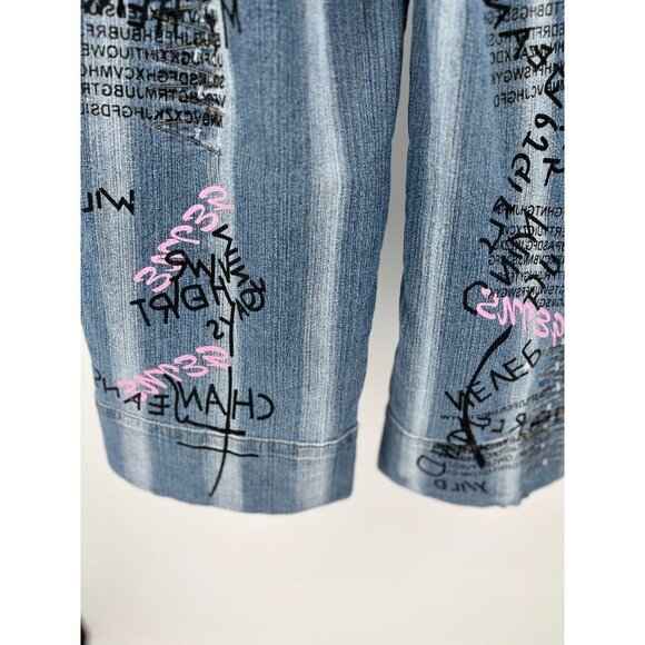 Drama Jeans Graffiti Crop Jeans Size 13 Distressed Juniors - Picture 8 of 13